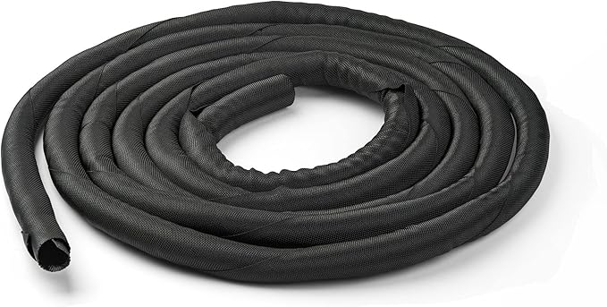 StarTech.com 15' (4.6m) Cable Management Sleeve - Flexible Coiled Cable Wrap - 1.0-1.5" Dia. Expandable Sleeve - Polyester Cord Manager/Protector/Concealer - Black Trimmable Cable Organizer