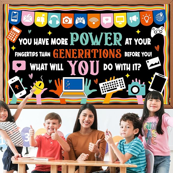 Computer Science Bulletin Board Set Inspirational Technology Digital Classroom Decoration Mental Health Growth Mindset Paper Cutouts Computer Lab Bulletin Board for School Office Home Wall Door Decor
