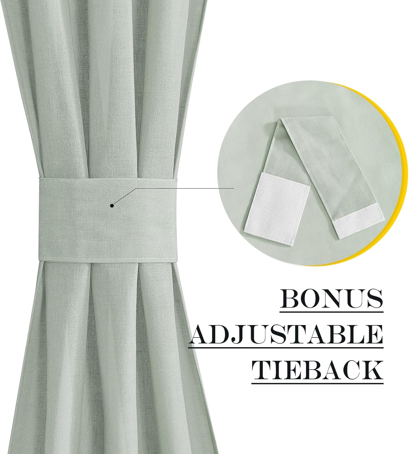 NICETOWN Linen French Door Privacy Light Reducing Door Curtain with Tieback Rod Pocket Sheer Curtain 1 Panel for Glass Feature Open Weave Textured Linen - 26" W x 72" L, Sage Green