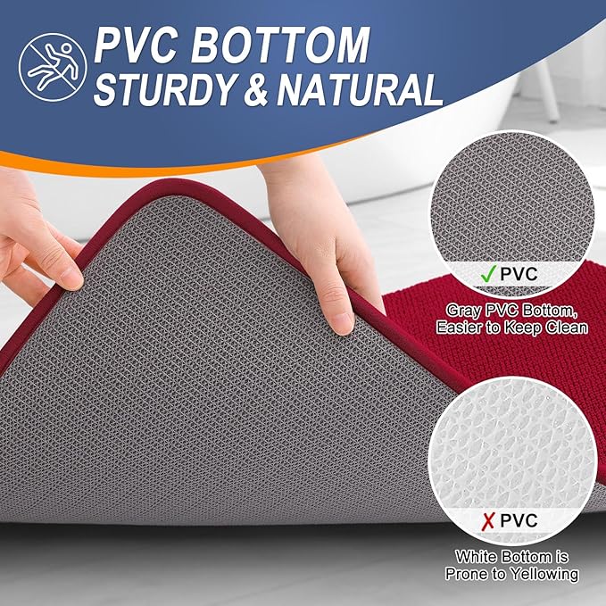 OLANLY Thick Memory Foam Bath Mats Rugs 36x24, Extra Soft Absorbent Bathroom Rug, Quick Dry Bath Mat, Non-Slip, Machine Washable Carpet for Bathroom, Tub and Shower, Home Decor Accessories, Red
