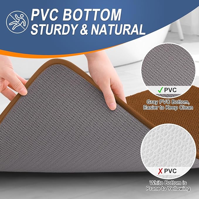 OLANLY Thick Memory Foam Bath Mat Rug 24x16, Extra Soft Absorbent Bathroom Rug, Quick Dry Bath Mats, Non-Slip, Machine Washable Carpet for Bathroom, Tub and Shower, Home Decor Accessories, Ochre