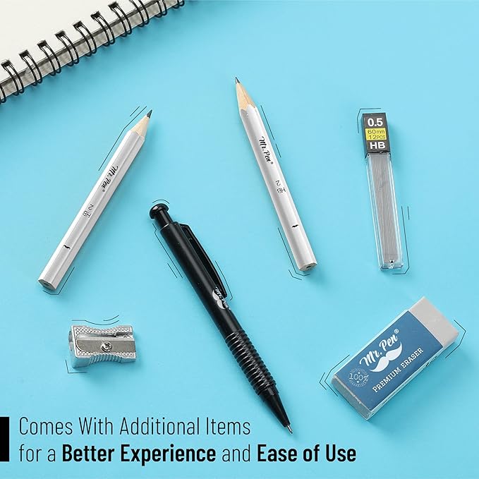 Mr. Pen- Geometry Set, 15 pcs, Black, 6 Inch Swing Arm Protractor, Divider, Set Squares, Ruler, Compasses and Protractor
