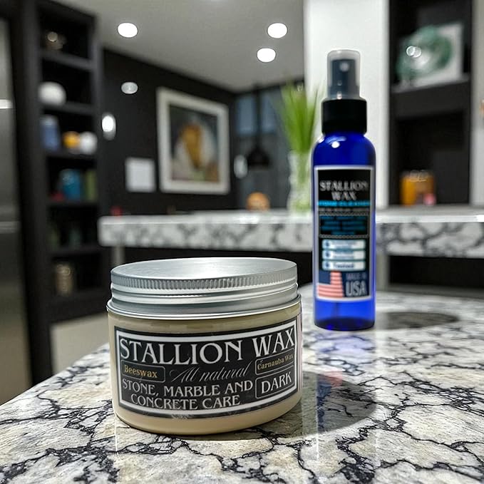 Marble & Granite Cleaner and Polish Kit – Enhances Dark Countertops | 4in1 Set Stone-Safe Care and Streak Free Shine for Black Marble, Granite, Quartz, Quartzite, Soapstone and Natural Stone Surfaces