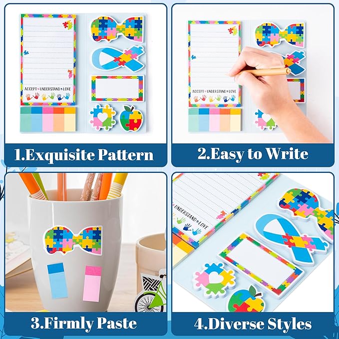 B1ykin Sticky Notes Set - It Takes A Special Teacher to Hear What A Child Can't Say Self-Stick Notes Pad, 550 Sheets Writing Memo Pages Sticky Notepad for Teacher Appreciation Gifts (Autism Teacher)