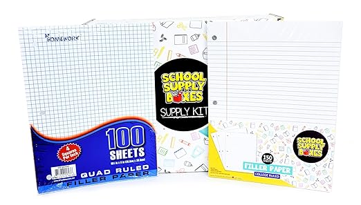 School Supply Boxes | STEM Class Bundle (1 Box) | Back to School Essentials Kit for Students & Teachers | Includes a Calculator, Graph Ruled Filler Paper, a Protractor, & More