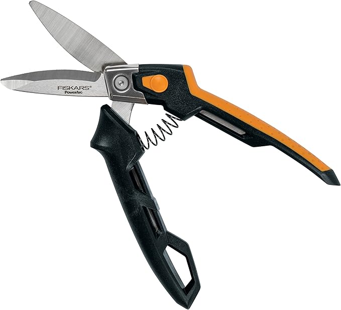 Fiskars PowerArc Utility Snips, Heavy-Duty Cutting Shears with Easy Action Handle,Stainless Steel Blades 8"