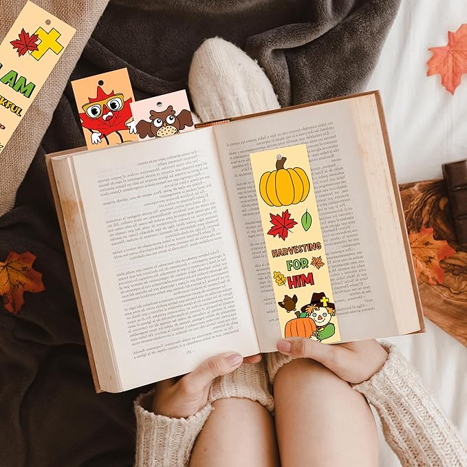 Fall Color Your Own Bookmarks for Kids - 120Pcs Religious Theme DIY Coloring Blank Bookmark Christian Classroom Art Craft Supplies for Teachers Students Gift Party Sunday School Reward Goodie Fillers