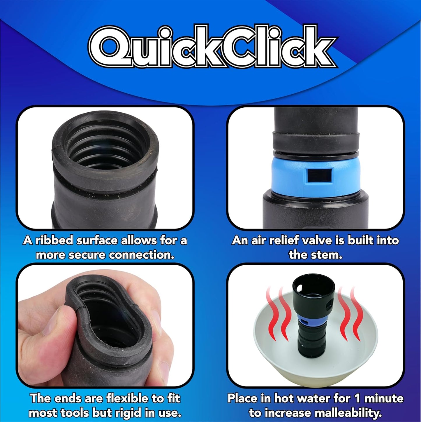Cen-Tec Systems 94720 Quick Click 20 Ft. Hose for Home and Shop Vacuums with Expanded Multi-Brand Power Tool Adapter Set for Dust Collection