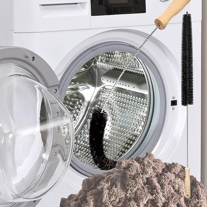 2-Pack Dryer Exhaust Cleaner Kit Vent Trap Cleaner, Long Flexible Refrigerator Coil Brush and Vacuum Brush.