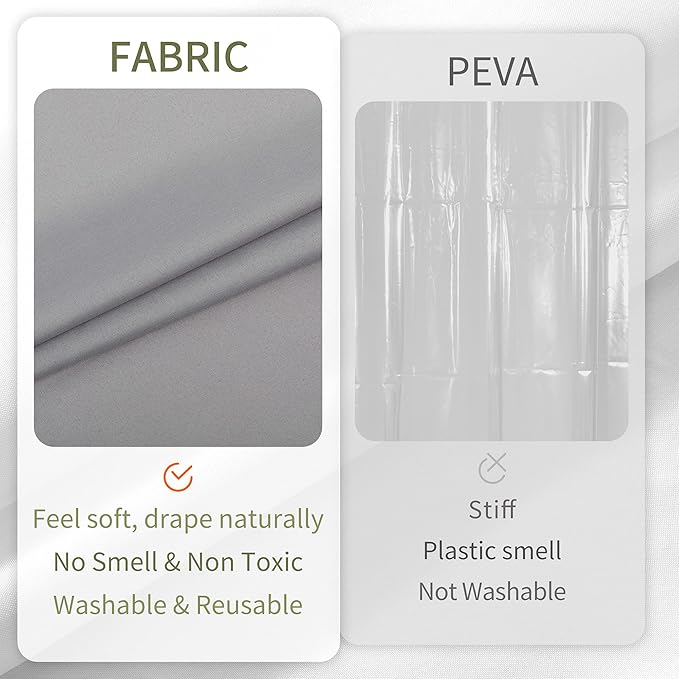 ALYVIA SPRING Stall Fabric Shower Curtain Liner Waterproof - 36" x 72", Soft & Lightweight Small Shower Curtain with Magnets for Narrow Stall Size, Machine Washable - 36x72, Grey