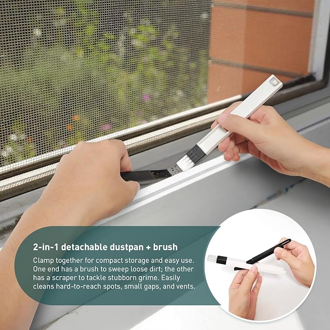 Mesh Screen Cleaner(2 Pack), Window Screen Cleaner Kit, Screen Cleaner with Window Groove Brush, Wet/Dry Tool for Cleaning Screens & Tracks, Clean Window Screen Without Removing from Frame
