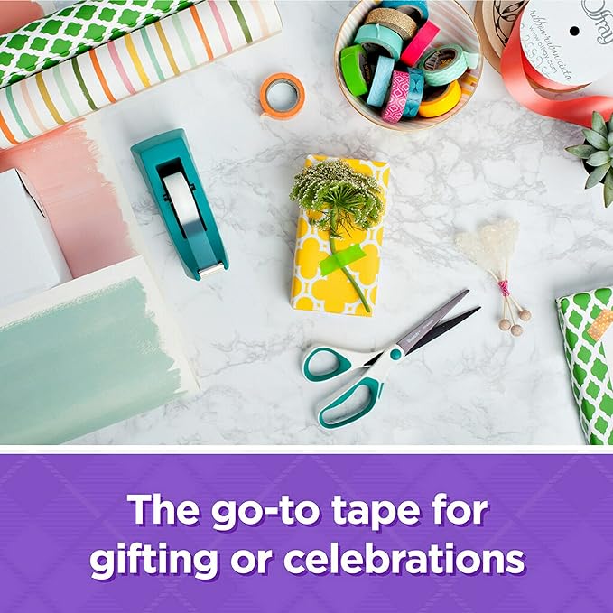 Scotch Gift Wrap Tape, Invisible, 0.75 in. x 650 in., 1 Tape Rolls With Dispensers