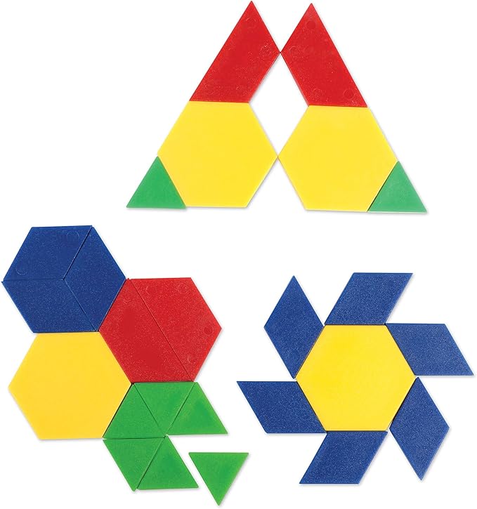 Learning Resources Plastic Pattern Blocks .5cm, Counting & Sorting, Early Math Concepts, Set of 100 Blocks, Grades PreK+Ages 3+