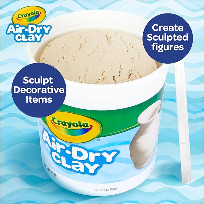 Crayola Air Dry Clay (5lbs), Teacher Supplies, Natural White Modeling Clay for Kids, Sculpting Material, Bulk Craft Supplies for Art Classrooms, Pack of 4