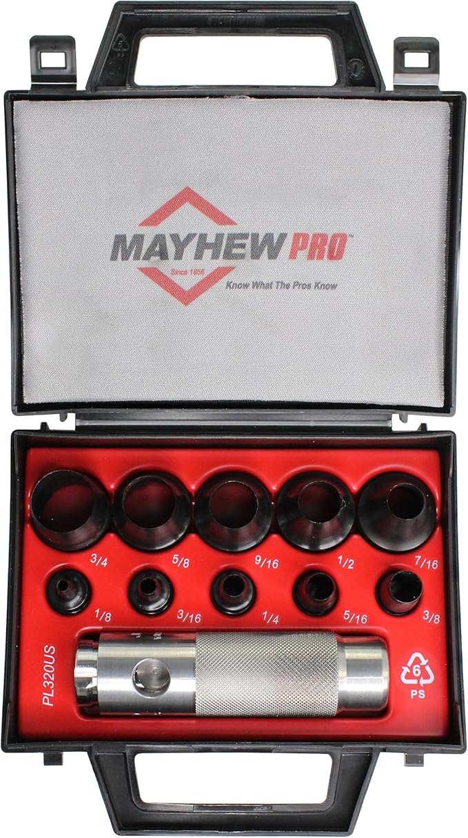 Mayhew Tools 66008 Hollow Punch, 11-Piece Set, Black