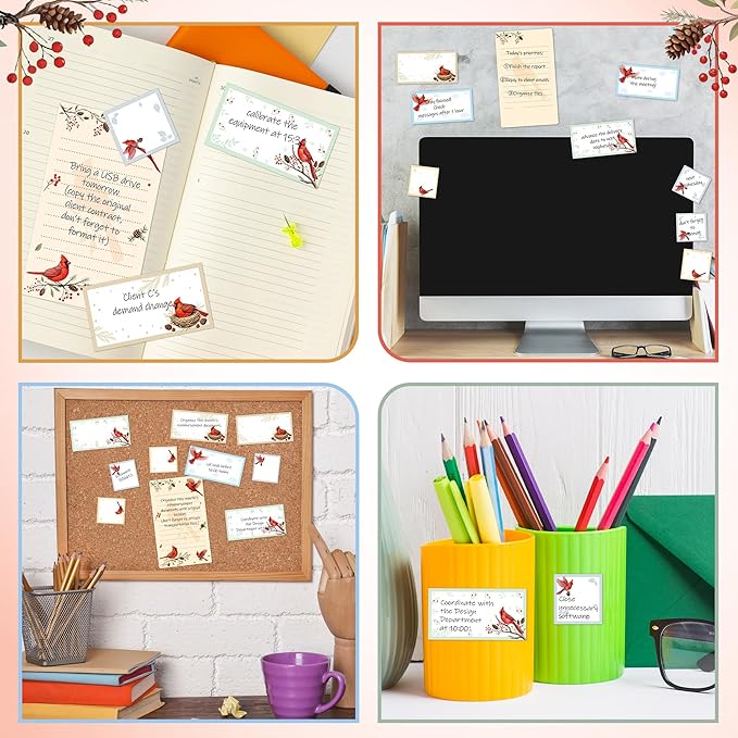 B1ykin Cute Sticky Notes Set - I Just Really Like Cardinal Self-Stick Notes Pad, 550 Sheets Writing Memo Pages Sticky Notepad for Teacher Appreciation Gifts, School Office Supplies (Cardinal)
