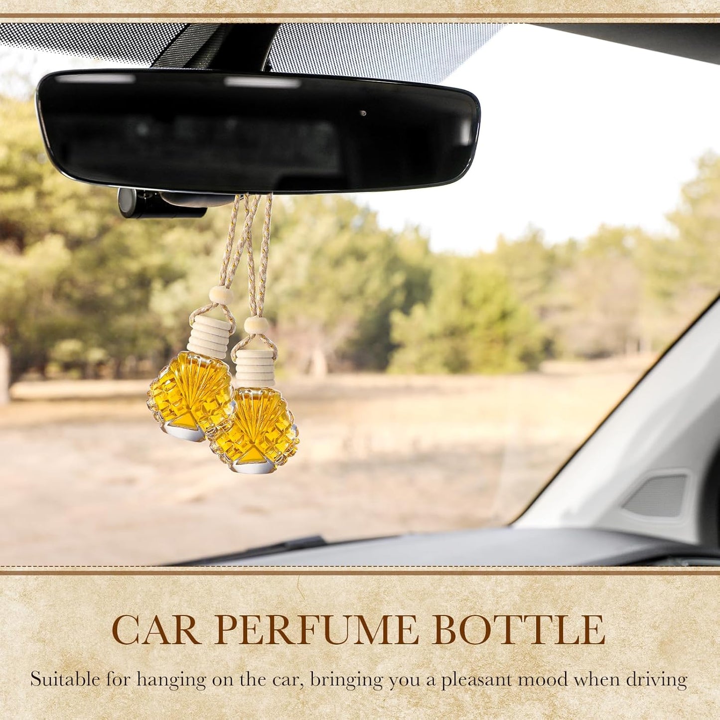 BBTO 50 Pcs Hanging Car Air Freshener Car Diffuser Bottles Empty Glass Perfume Bottle Freshener Diffuser Bottle Pendant for Essential Oil Fragrance Aromatherapy Bottle Ornament(Shell)