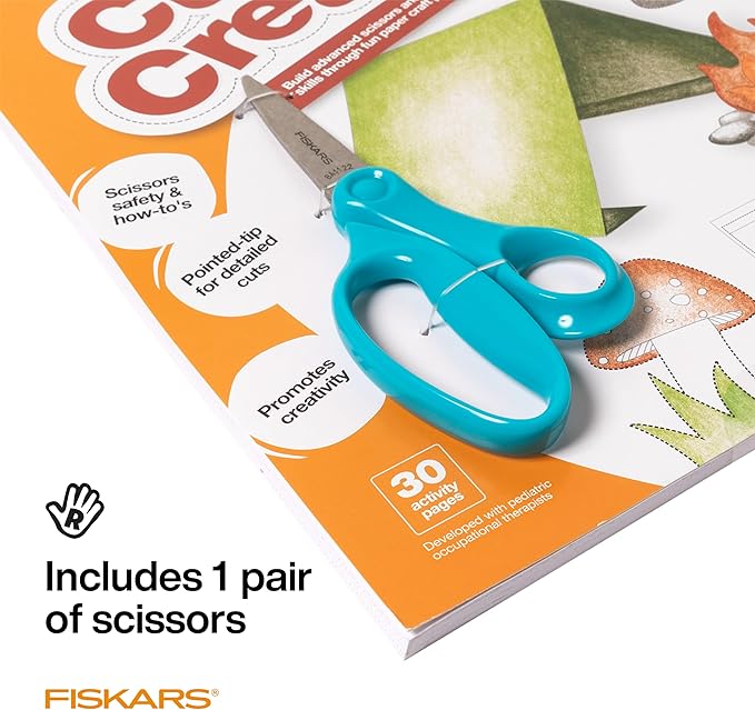 Fiskars Cut & Create Activity Book with 6" Big Kids Scissors, For Ages 8+