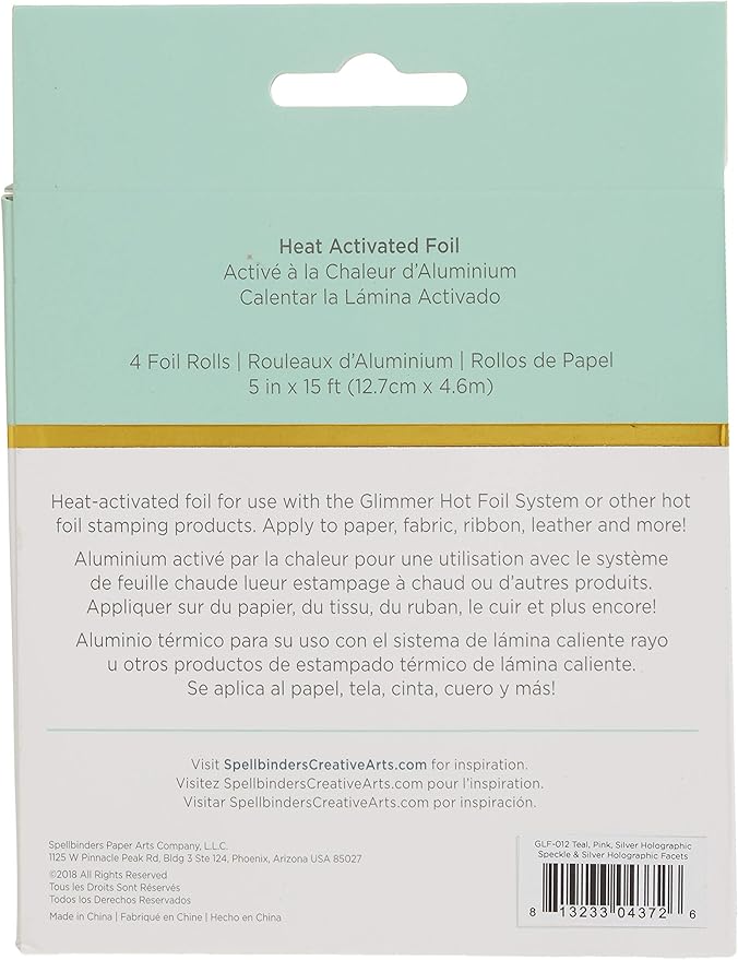 Spellbinders 4 Metallic & Holographic Variety Pack Glimmer Hot Foil Roll, Multi