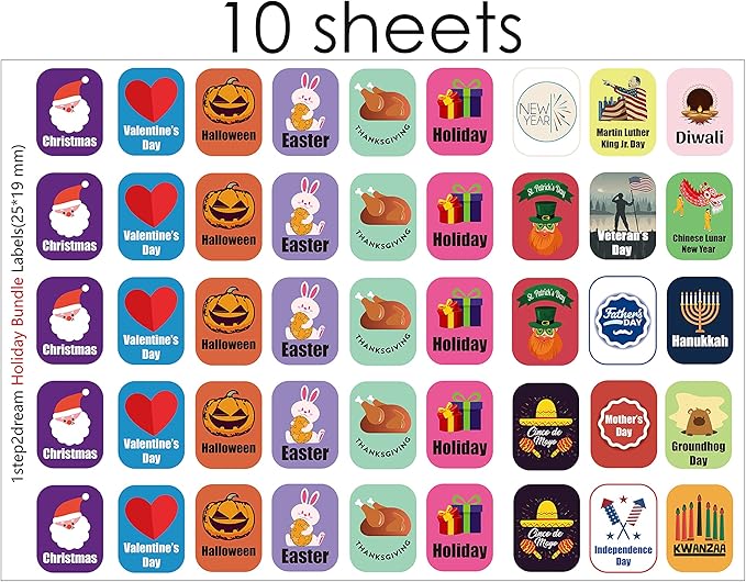Genre Book Spine Labels for Library | Classroom Library Classification Stickers 450pcs | 19 Holiday Designs Bundle Set