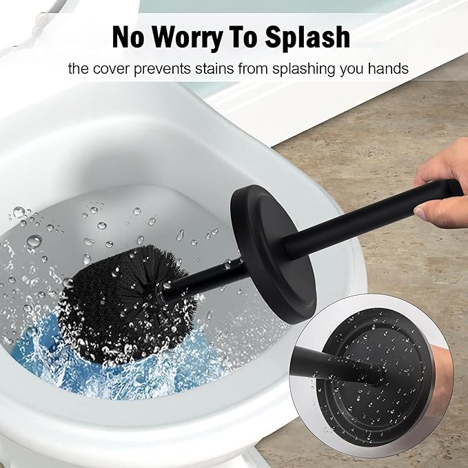 Matte Black Toilet Bowl Brush with Holder, Durable Bathroom Cleaning Tool, Modern Design for Easy Toilet Maintenance, Bathroom Cleaner Brush for Efficient Cleaning and Hygiene
