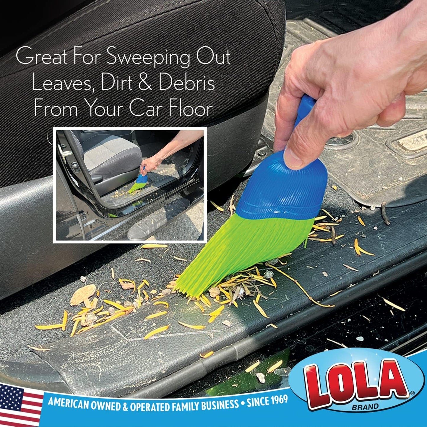LOLA Whisk Broom, Hand Brush, 2 Pack, Durable Bristles, Whisks Away Dirt & Debris, Compact, Hang Hole for Easy Storage, Indoor/Outdoor