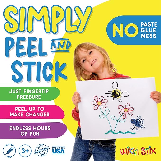 Arts & Crafts for Kids with Wikki Stix Primary Park of 48 Reusable Waxed Yarn Strands; Perfect Teaching Tool and Fidget Toy; Made in USA.