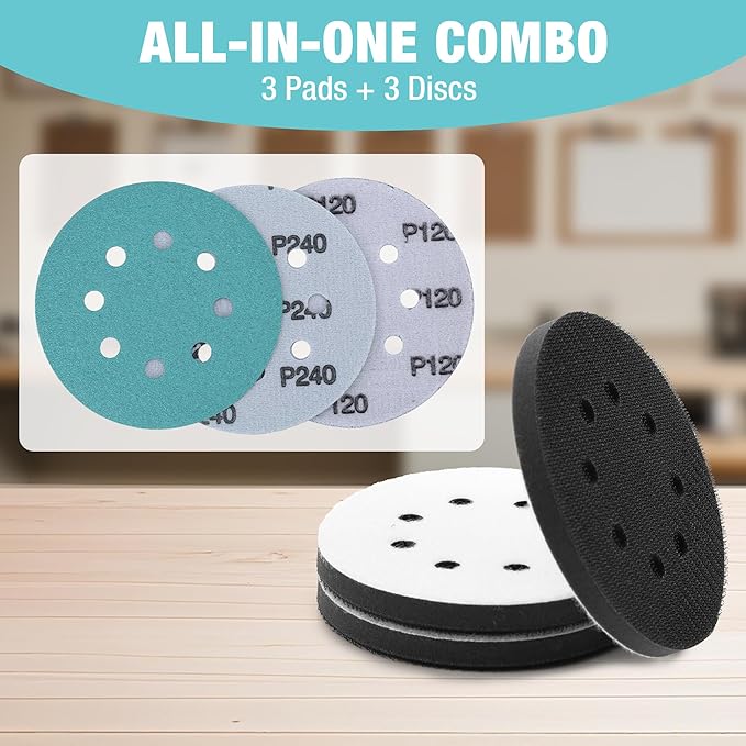 WORKPRO 150-piece 5 Inch Sanding Discs Set and 3 Foam Buffer Pads & 3 Grit Sandpaper