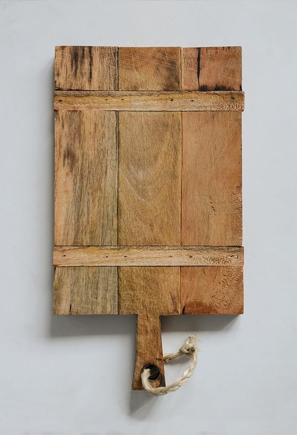 Creative Co-Op Mango Wood Cheese Board with Rope on Handle