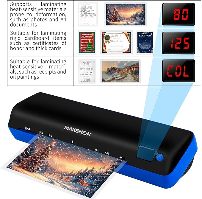 9 Inch Laminator Machine, 30s preheating, 500mm/min Gluing Speed, 10 in1 A4 Thermal Laminator Machine with Never Jam Technology, Use for Home Office School