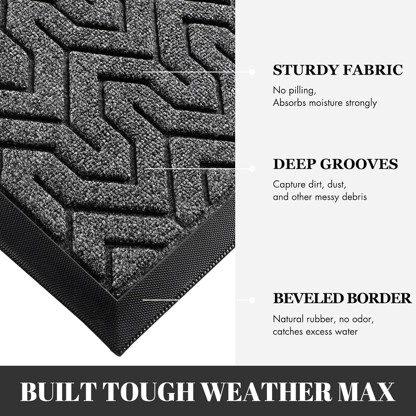 Yimobra 72x24 Indoor Outdoor Runner Rug, Heavy-Duty Waterproof Entrance Mat for High Traffic Areas, Commercial Grade Welcome Door Mat, Easy Clean, Mix Grey