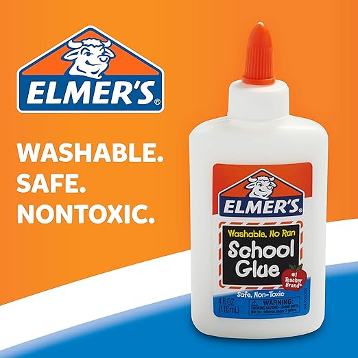 Elmer's Liquid School Glue, Slime & Craft, Safe and Non-Toxic, Washable, White, 4 Ounces Each, 12 Count - Ideal for Classroom, Home, Office, Teacher Supplies- 1 Teacher Brand