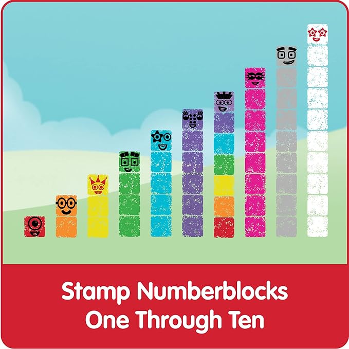 hand2mind Numberblocks Stampoline Park Stamp Activity Set, 20 Stamps, 12 Washable Ink Pads, Number Toys, Kids Arts & Crafts, Preschool Math Toys, Toddler Learning Activities, Birthday Gifts for Kids