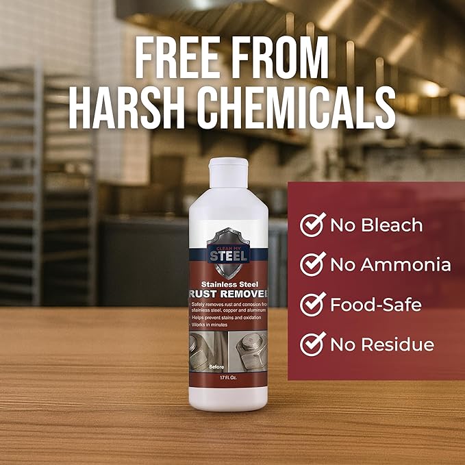 Stainless Steel Rust Remover and Stain Cleaner | NSF Approved | Non-Toxic & Food Safe | Quickly Cleans Commercial Equipment, Appliances, Grills, Sinks, and Tools - 5 liter