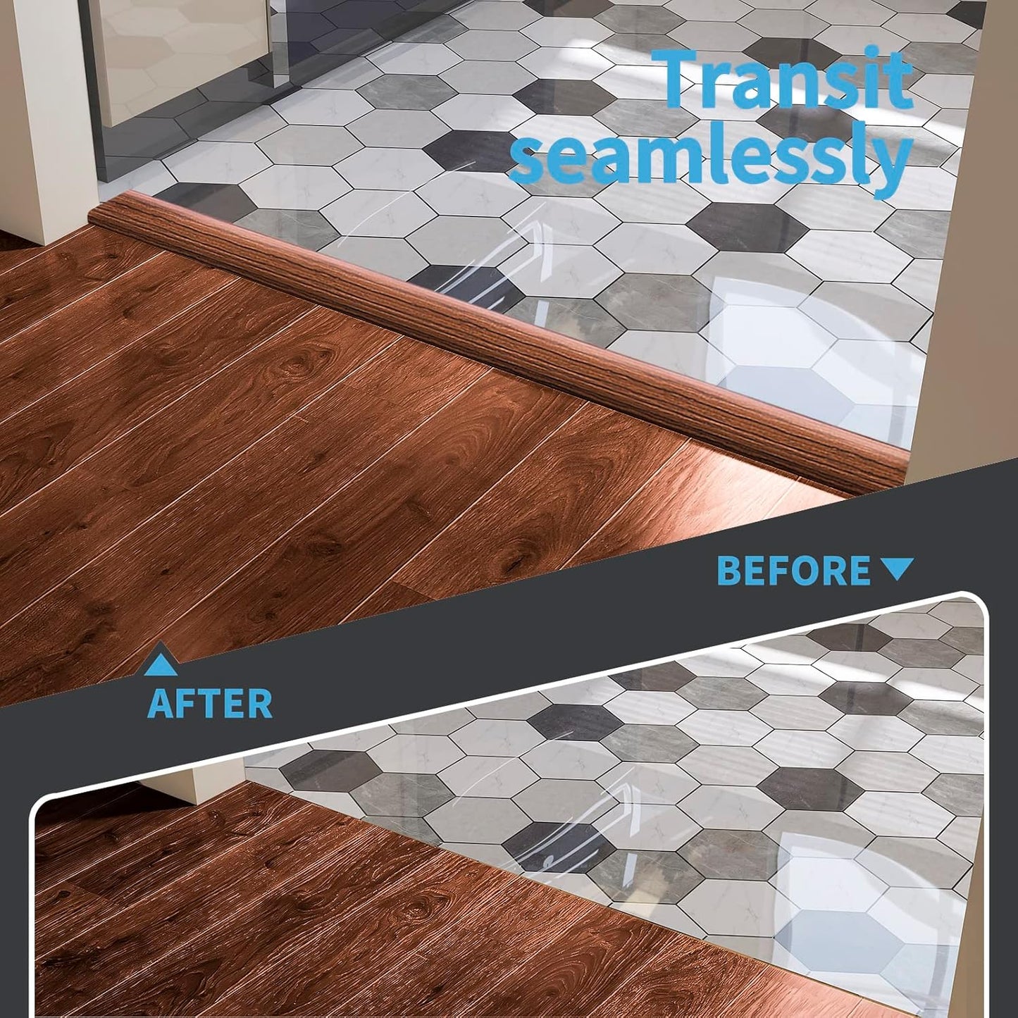 Art3d 10 FT Self Adhesive Vinyl Floor Transition Strip, Laminate Floor Strip Floor Flat Divider Strip for Joining Floor Gaps,Carpet Threshold Transition,Floor Tiles（1.57in, Cherry）