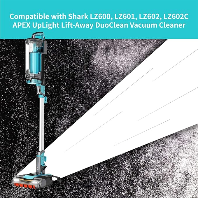 Leemone Replacement Parts for Shark LZ600 LZ601 LZ602 LZ602C APEX UpLight Lift-Away DuoClean Vacuum Cleaner, 2 Post Hepa & 2 Pre-Motor Filters, 4 Foam Filters, 1 Soft Brush Roll