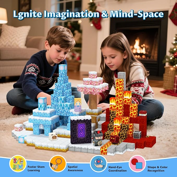 Magnetic Blocks, Magnetic Tiles Building Blocks, Easter Gifts for Kids,Magnet Cubes Kids Toys, Creative Travel Toys for 3-5 4-6 5-7 6-8 Year Old Boys Girls, Christmas Birthday Gifts for Children