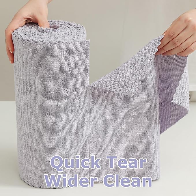 Jessy Home 80 Pack Microfiber Cleaning Cloth Roll Reusable Paper Towels 12"x12" Tear Away Cloth, Microfiber Towels for Cars, Wash Cloths, Lint Free Rags for House, Kitchen,Window,Cleaning Supplies