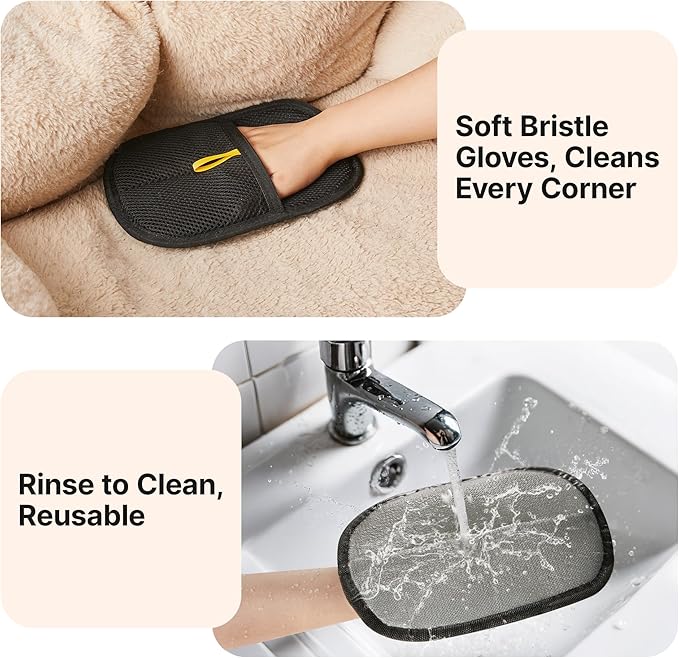 Potaroma Reusable Pet Hair Removal Glove – Electrostatic Dog Cat Fur Remover Mitt Tool for Clothes, Furniture, Couch, Carpet, Curtain, & Bedding– Durable Mesh Design