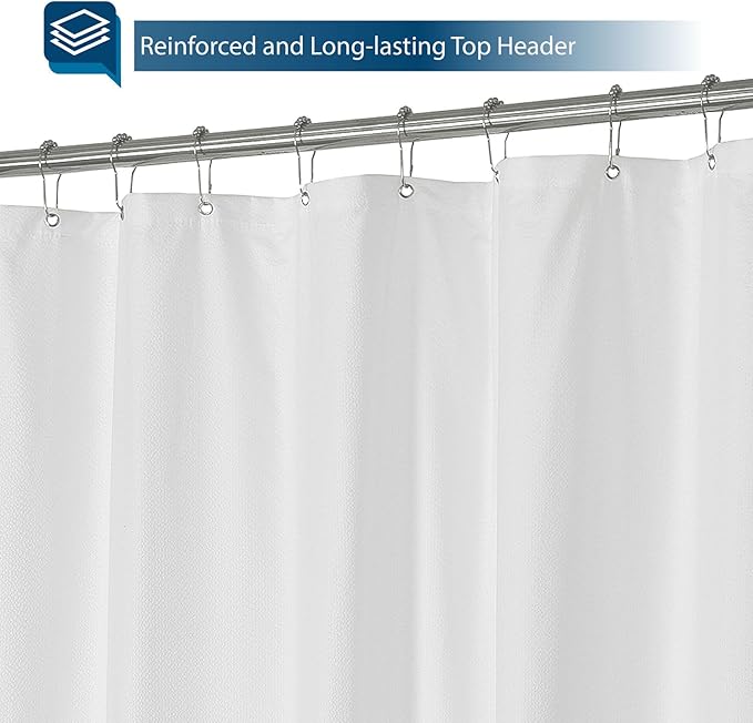 Barossa Design Soft Light-Weight Microfiber Fabric Shower Liner or Curtain, Hotel Quality, Machine Washable, Water Repellent, White, 70 x 72 inches