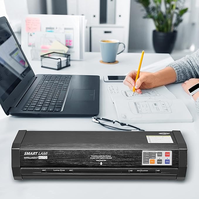 SINCHI Auto Sense 13" Heavy-Duty Laminator for Business & School, 3–10 Mil, 50s Warm-Up, 17s/Sheet, Works with Cardstock & Dark Prints, Never-Jam, Laminates 11x17, Includes 10 Sheets