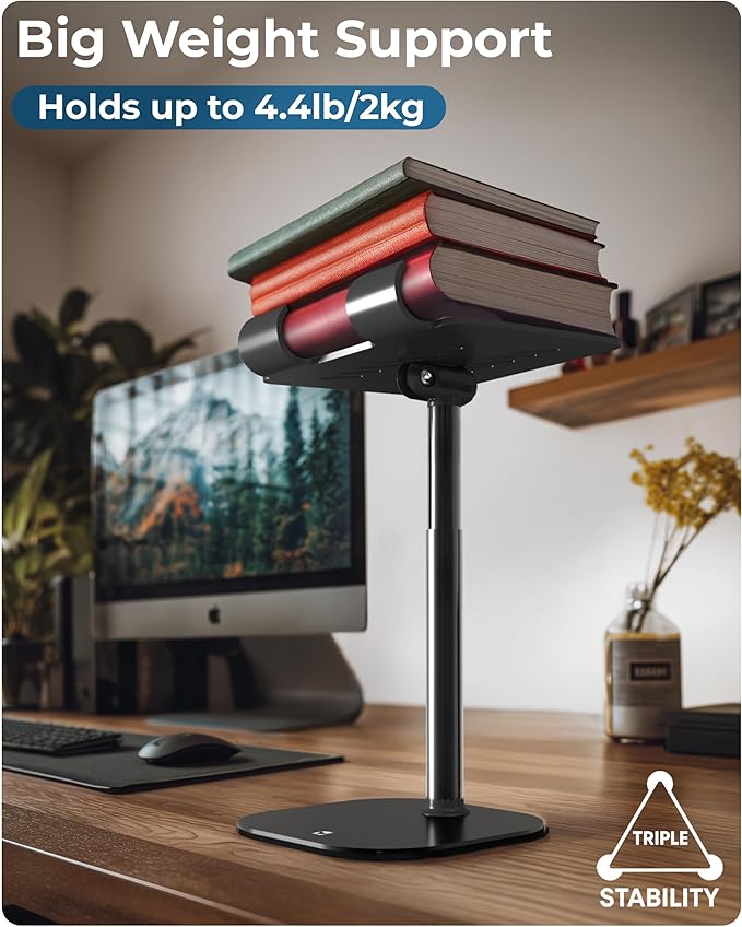 COOPER TabHolder, 7-10" Height Adjustable Tablet Stand, Premium iPad Stand for Desk, 270° Tilt iPad Holder for Desk, Tablet Holder, 15.6-17" Portable Monitor Support (Black)