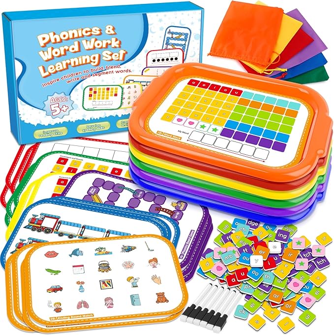 Phonics Magnetic Letter Tiles,6 Set Magnetic Letter Trays Word Work Study in Groups,Phonics Manipulatives Magnets for Kids Teaching Tiles,Phonemic Awareness,Science of Reading Classroom Must Haves