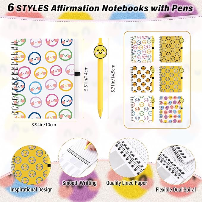 48 Pcs Inspirational Notebooks Bulk Coworker Positive Spiral Notebook Party Favors A6 Journal with Ballpoint Pen Classroom Office Appreciation Gift