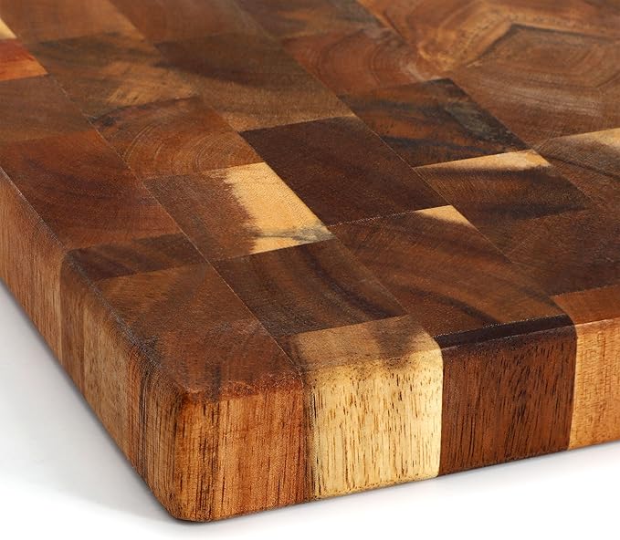 Elama 13.75 x 1 Inch Square Thick Acacia Wood Butcher Block – Heavy-Duty Cutting and Serving Board for Meat, Cheese, and Vegetables (13.75 x 1 Inch Square)