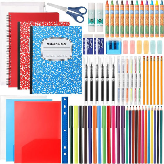 1 Set 2026 School Supplies Kit, 47 Pcs Per Set Back to School Supplies Primary Middle College Bundle Essential Stuff Bulk Pen Notebook Stationery for Kid Student Girl Teen Classroom Boy
