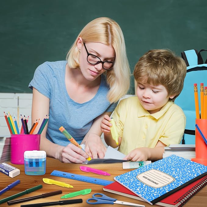 Back to School Supplies with Backpack Kids Kindergarten Preschool Elementary Supply Bundle Kit Middle High School Notebook for K-12 Student Girl Boy Classroom(Light Blue)