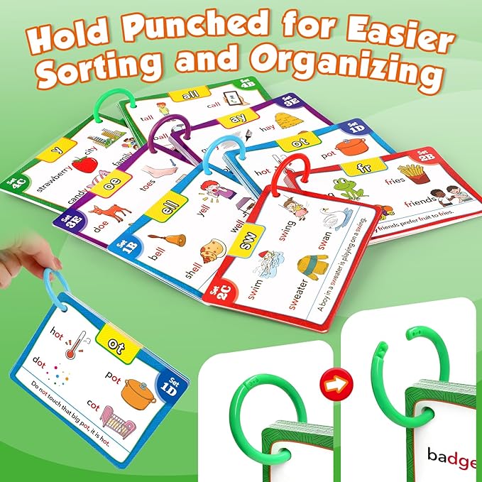 Torlam Phonics Flash Cards Learn to Read Spelling Reading Sight Words Phonics Games, Digraphs CVC Blends Long Vowel Sounds Kids Dolch Fry Site Words for Pre-k Kindergarten 1st 2nd 3rd Homeschool