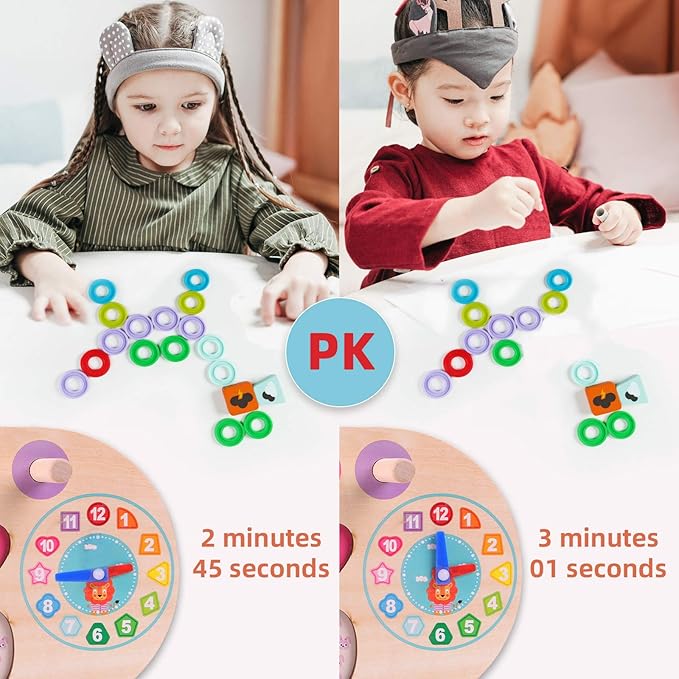 QZMTOY Preschool Educational Learning Montessori Toys for Kids, Toddler Puzzles Number Shape Sorter Counting Stacker with Clock Weather, Boys Girls Activities Math Game Gift for Age 3 4 5 Years