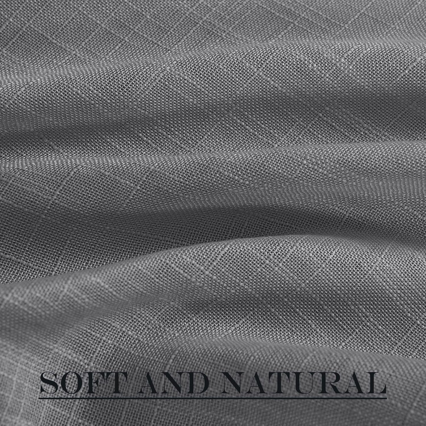 NICETOWN Flax Linen Sheer Door Curtains Privacy French Curtain Light Filgtering Tricia Window Curtain for Patio Sidelight Glass Door, 36 x 72 inches, 1 Panel, Dark Grey